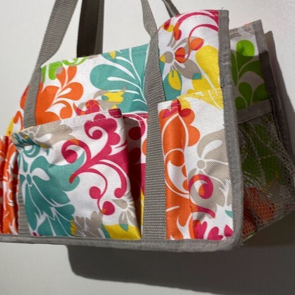 Women's Multicolor Floral Open Top Double Shoulder Strap Tote Bag OS - Picture 3 of 9